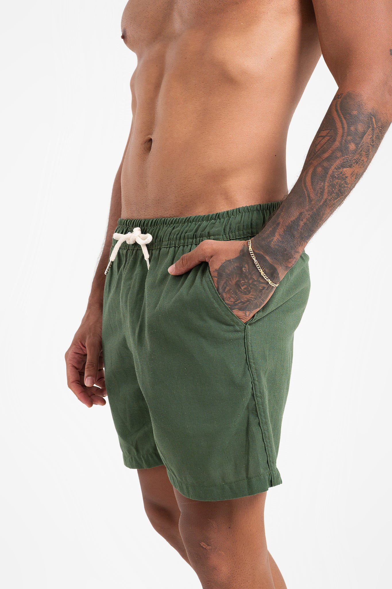 Short de Linho - Verde Militar